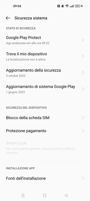 Scorri e seleziona  Blocco della scheda SIM