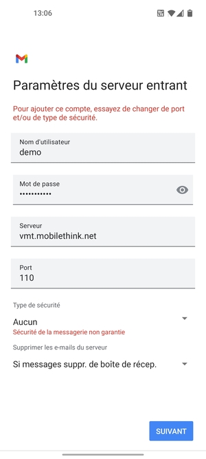 Sélectionnez SUIVANT