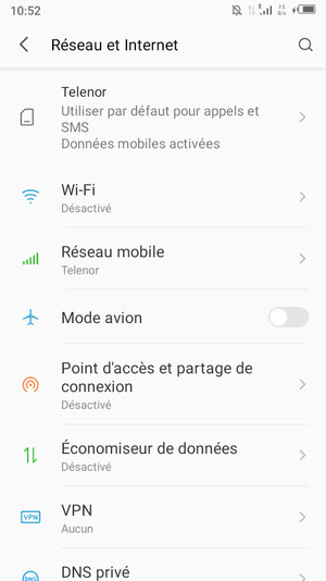 Sélectionnez Réseau mobile