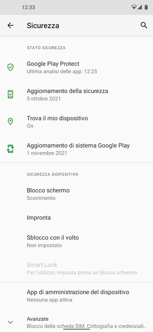 Per attivare il blocco dello schermo, seleziona Blocco schermo