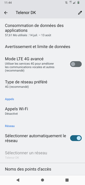 Pour changer de réseau en cas de problèmes de réseau, faites défiler vers, et désactiver le Sélectionner automatiquement le réseau