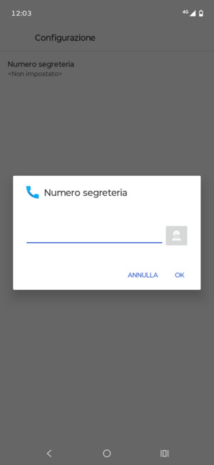 Inserisci Numero segreteria e seleziona OK