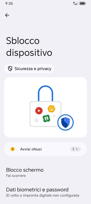 Seleziona Blocco schermo