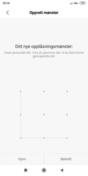 Tegn opplåsingsmønsteret igjen