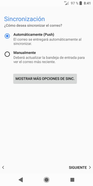 Seleccione la opción deseada y seleccione SIGUIENTE