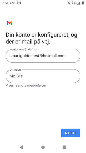 Giv din konto et navn og indtast dit navn. Vælg NÆSTE