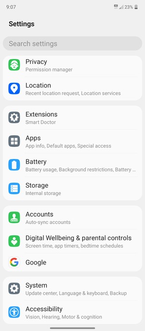Return to the Settings menu and select Accounts