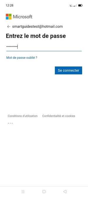 Saisissez votre mot de passe et sélectionnez Se connecter