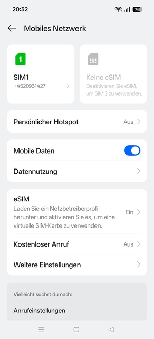 Wählen Sie eSIM