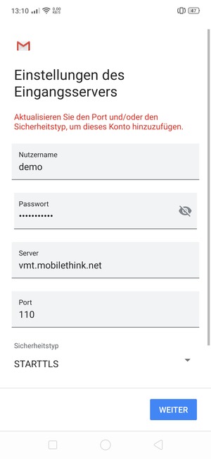 Wählen Sie Sicherheitstyp
