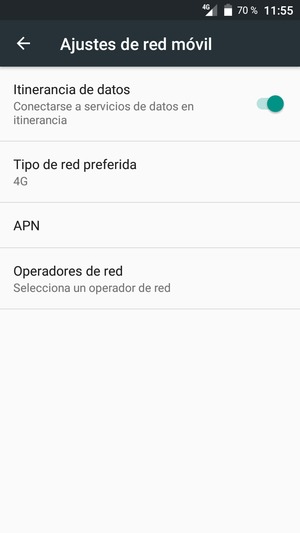 Activar o desactivar Itinerancia de datos