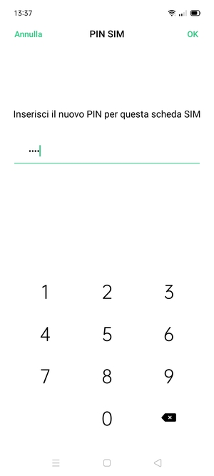 Inserisci Nuovo PIN scheda SIM e seleziona OK
