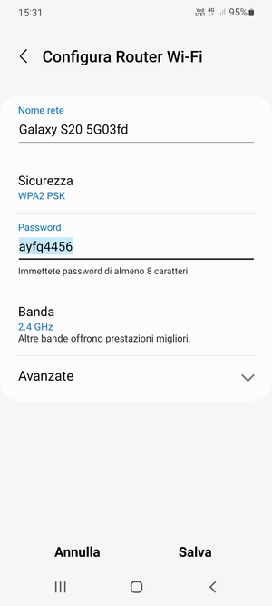 Inserisci una password di almeno 8 caratteri e seleziona Salva