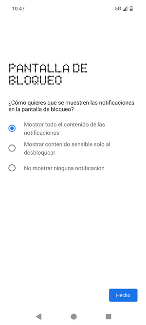 Seleccione la opción deseada y seleccione Hecho