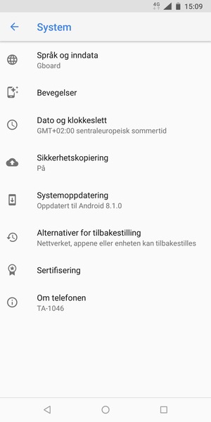 Velg Systemoppdatering