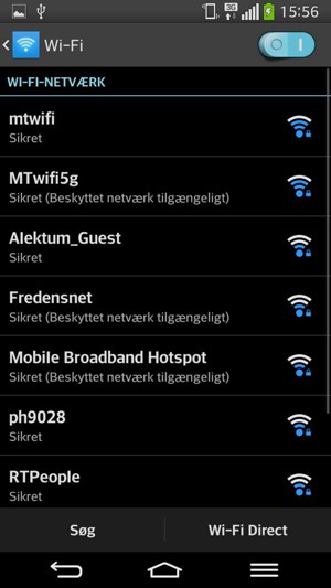 Vælg det trådløse netværk, du ønsker at oprette forbindelse til