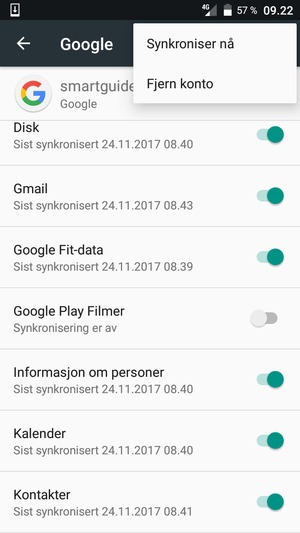 Velg Synkroniser nå