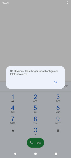 Hvis din telefonsvarer ikke er sat op, vælg OK