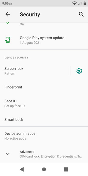 To change the PIN for the SIM card, scroll to and select Advanced