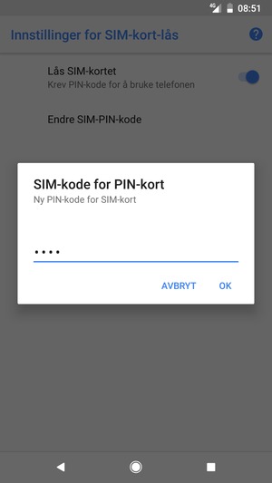 Skriv inn Ny PIN-kode for SIM-kort og velg OK