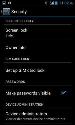 Select Screen lock