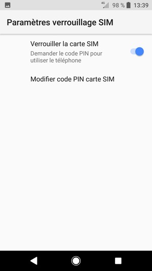 Sélectionnez Modifier code PIN carte SIM