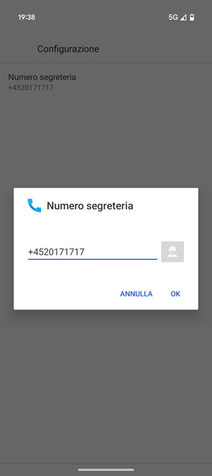 Inserisci Numero segreteria e seleziona OK