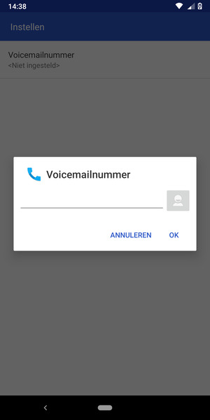 Voer het Voicemailnummer in en selecteer OK