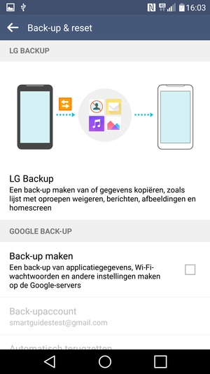 Vink het selectievakje Back-up maken aan