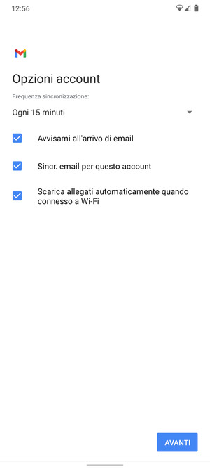 Seleziona AVANTI