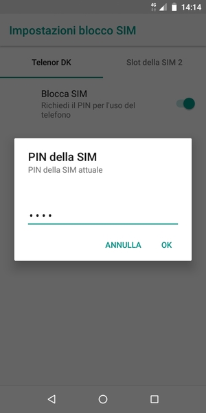 Inserisci PIN della SIM attuale e seleziona OK