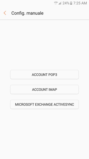 Seleziona ACCOUNT POP3 o ACCOUNT IMAP