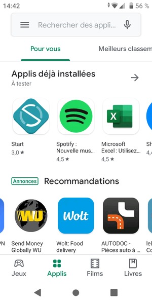 Sélectionnez la barre de Recherche