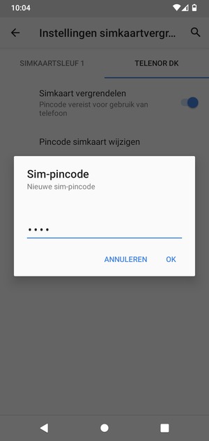 Voer uw Nieuwe sim-pincode in en selecteer OK