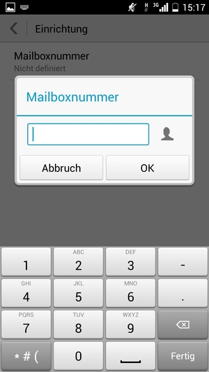 Geben Sie die Mailboxnummer ein und wählen Sie OK