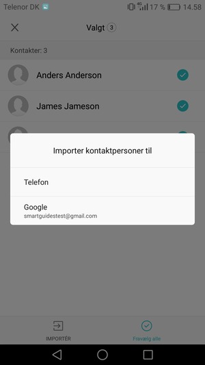 Vælg din Google konto