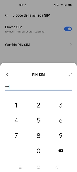 Conferma il nuovo PIN SIM e seleziona OK