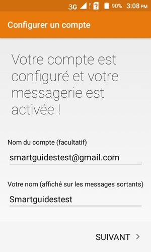 Donnez un nom à votre compte et saisissez votre nom. Sélectionnez SUIVANT