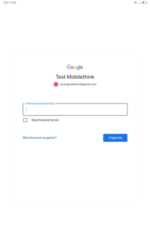 Voer uw Gmail wachtwoord in en selecteer Volgende