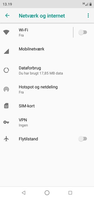 Vælg Mobilnetværk