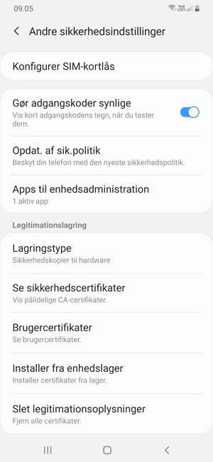Vælg Konfigurer SIM-kortlås
