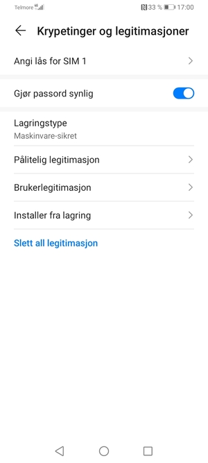 Velg Angi lås for SIM