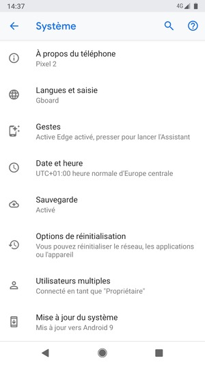 Sélectionnez Mise à jour du système