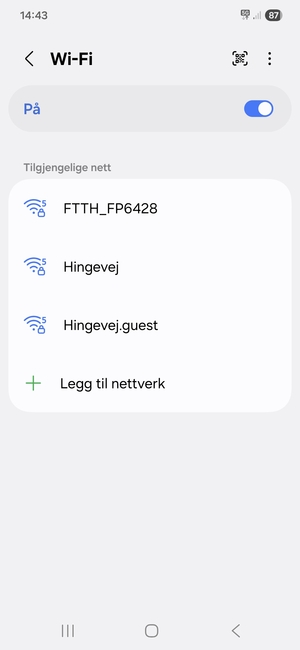 Velg det trådløse nettverket du vil koble til