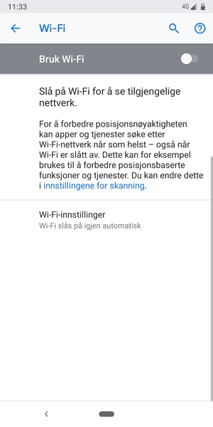 Slå på Bruk Wi-Fi