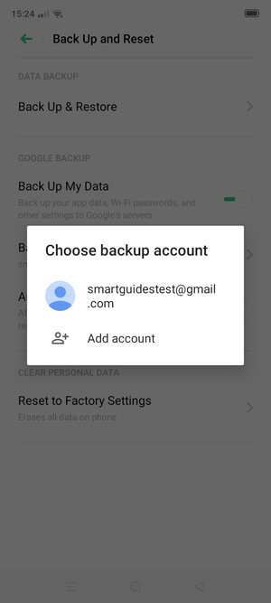 Select your backup account