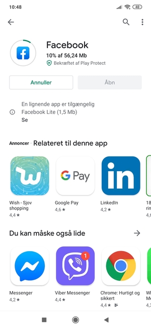 Afvent at installeringen er afsluttet