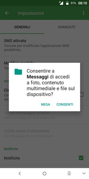 Seleziona CONSENTI