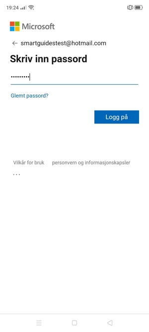 Skriv inn passord og velg Logg på