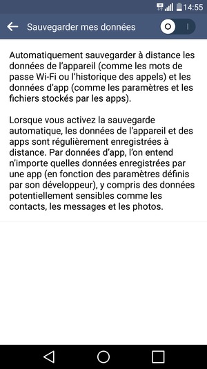 Activer le Sauvegarder mes données